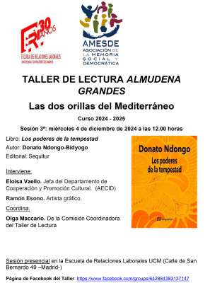 Taller de Lectura “Almudena Grandes” 4 de diciembre de 2024